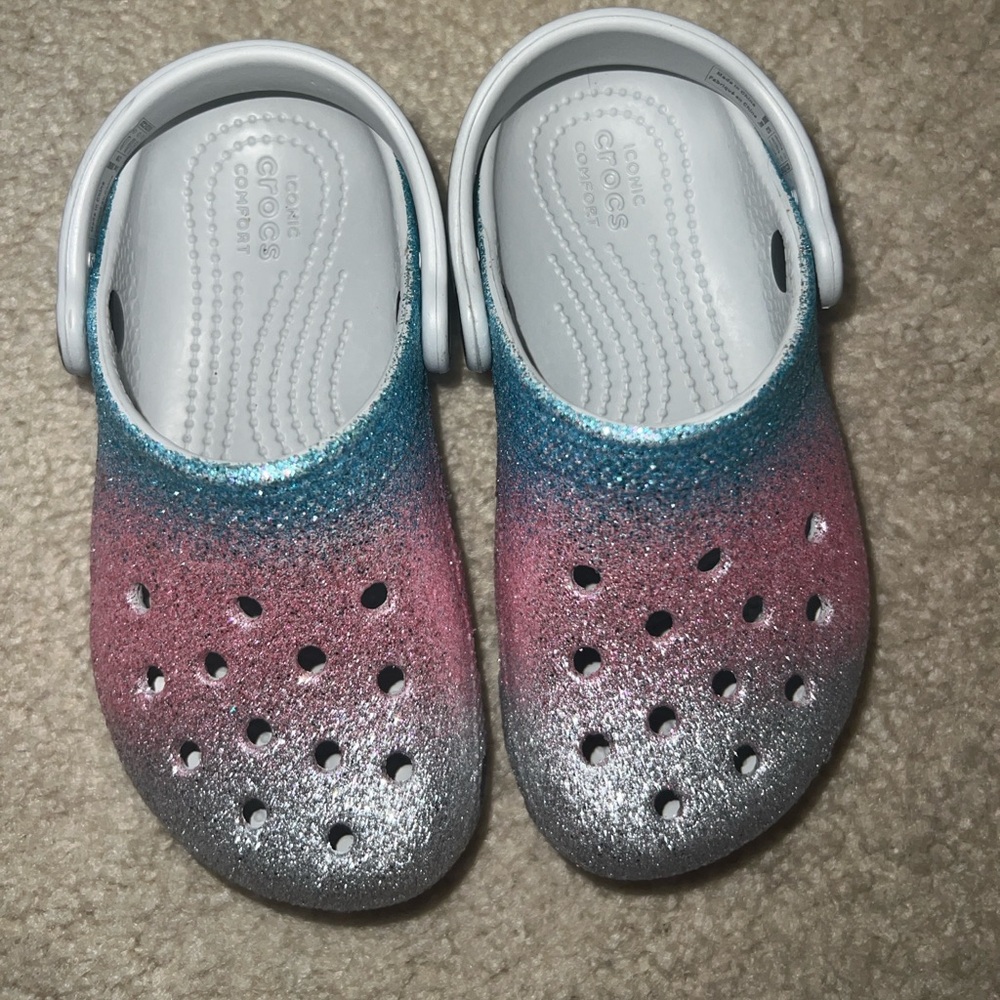 Multi glitter size 10 toddler Crocs